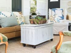 Old wooden trunks are stowed away in many attics and often end up in yard sales or thrift stores at a great price. Give one an easy update by simply adding furniture casters to make it a charming (and mobile) storage piece for your living room.