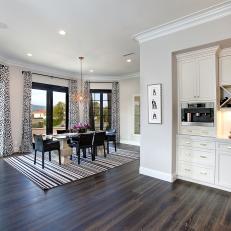 Black and White Transitional Open Plan Dining Room