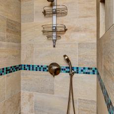 Walk-In Shower with Gorgeous Neutral Tiled Walls 