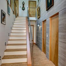 Neutral Modern Stairs with Stunning Art Work 