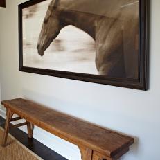 Gorgeous Equestrian Artwork in Farmhouse Living Room