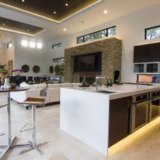 Open Kitchen and Living Room With a Warm, Modern Feel