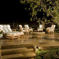 Raised Patio With Lounge Chairs & Fire Pit