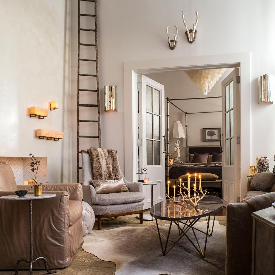 Eclectic Loft With Floating Staircase Antler Candelabra Heather