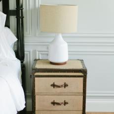 Trunk Nightstand With Ceramic Lamp