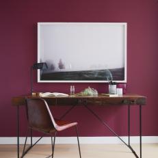 Mulberry Purple Home Office With Clean-Lined Furniture