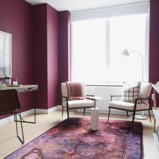 Purple Walls Create Depth in Contemporary Home Office