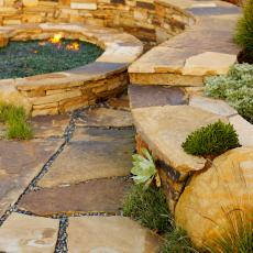 Outdoor Space with Huge Stacked Stone Fire PIt 