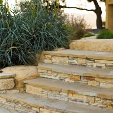 Lovely Limestone Stairs in Southwestern Outdoor Space 