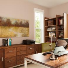 Contemporary Office With Walnut Desk
