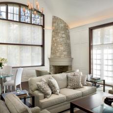 Gorgeous Living Room With Plush Seating & Breakfast Nook