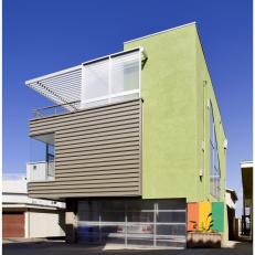 Modern Beach House Boasts Sage-Green Stucco