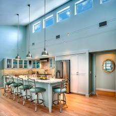 Contemporary Open Plan Kitchen with Gorgeous High Ceilings 