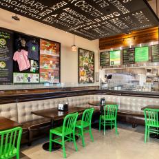 Neutral Wahlburgers Interior with Wrap-Around Banquette 