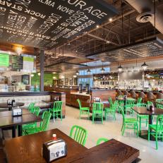 Contemporary and Casual Restaurant with Industrial Ceilings 
