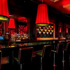 Whiskey Saigon Bar With Red Pendant Lights