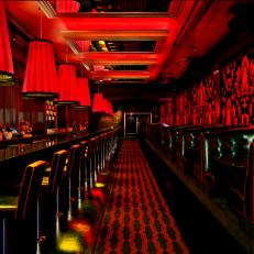 Rich Red Interior of Whiskey Saigon Bar
