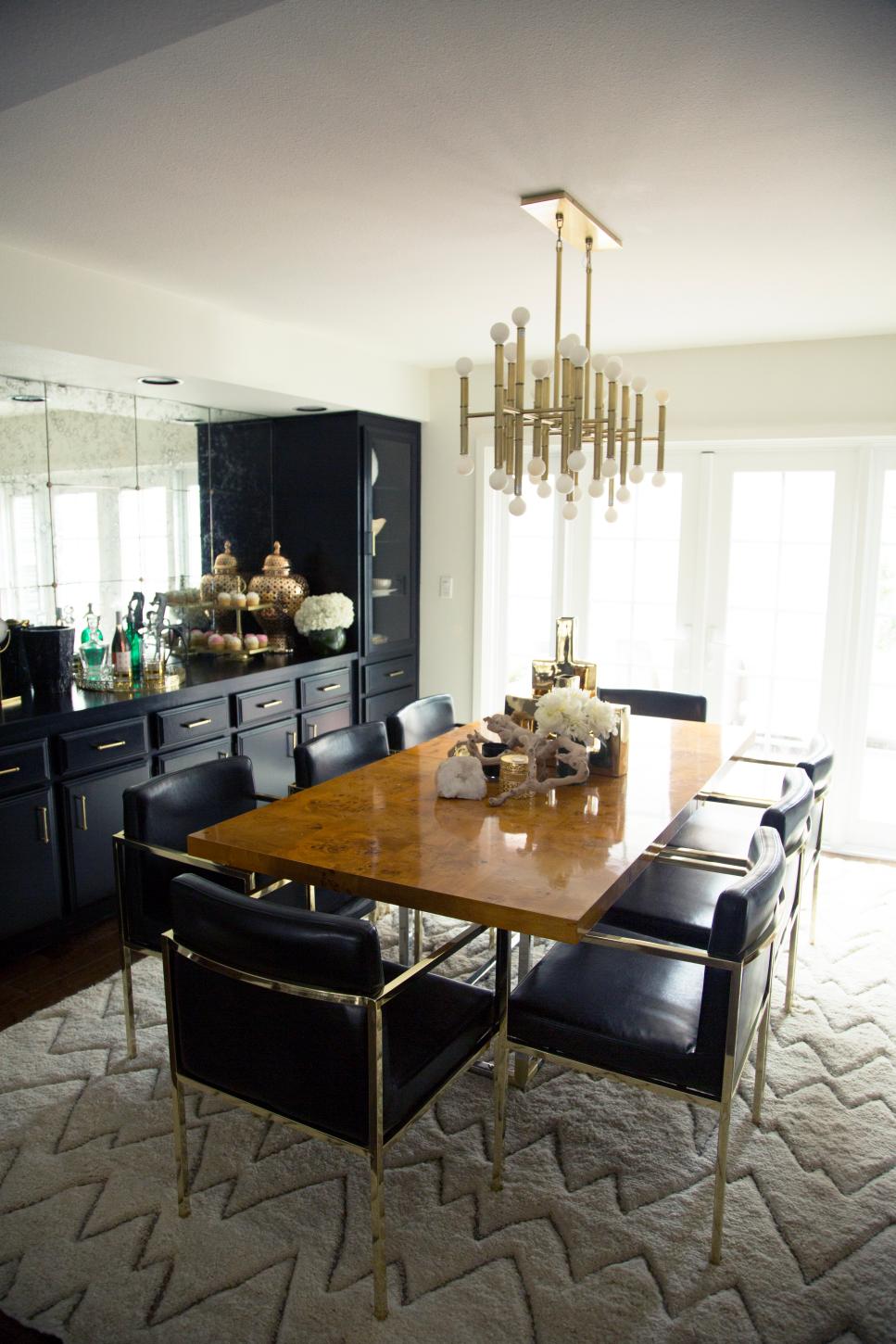 Sophisticated Contemporary Black and White Dining Room | HGTV