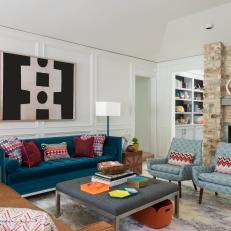 Fabulous Midcentury Modern Living Room with Fireplace