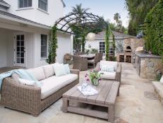Spacious Neutral Backyard Boasts Outdoor Living Room 