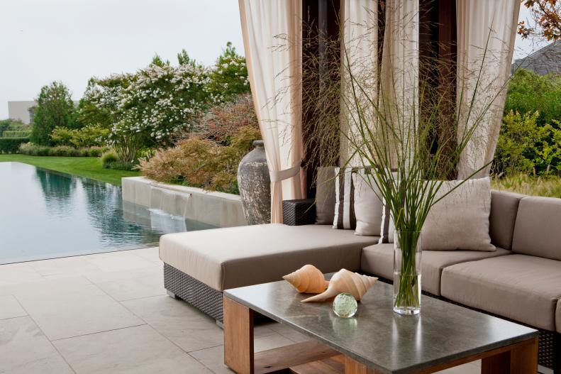 Contemporary Outdoor Living Room and Infinity Pool 