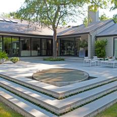 Contemporary Terrace With Oval Water Feature