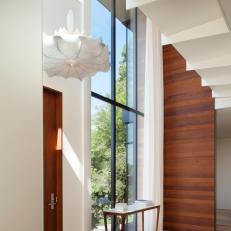 Modern White Entryway With Partial Walls
