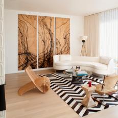 Contemporary White Living Room in California
