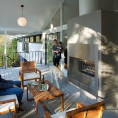 Family-Friendly Deck With Double-Sided Fireplace