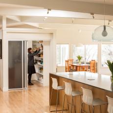 Bright, Modern Kitchen With Pantry & Island for Dining