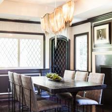 Sophisticated Transitional Dining Room with Crystal Chandelier