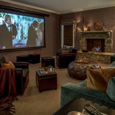 Cozy Media Room With Projection Screen