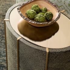Detail of Oval End Table & Decorative Bowl