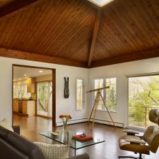 Family Room with Vaulted Wood Ceilings
