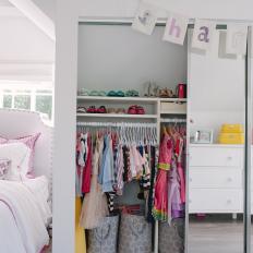 Closet Storage in Fun Girl's Bedroom
