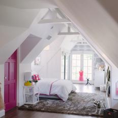 White, Modern Girl's Room with Pink Accents