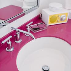 Girl's Bathroom with Pink Quartz Countertop