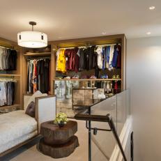 Enormous Contemporary Closet With Custom Accents