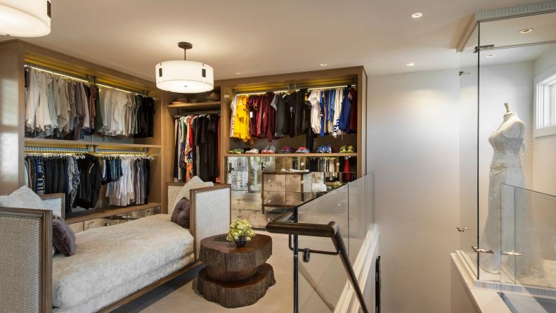 Custom Accents in Two-Story Walk-In Closet 