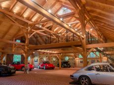 Timber-Frame Car Barn Offers Catwalk for Viewing