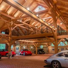 Timber-Frame Car Barn Offers Catwalk for Viewing