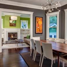 Charcoal-Gray Dining Room With Simple Yet Bold Design