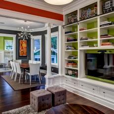 Colorful Connected Living and Dining Rooms