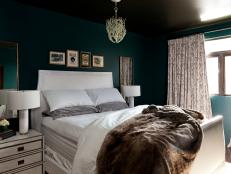 Dark Green Contemporary Bedroom With White Furniture