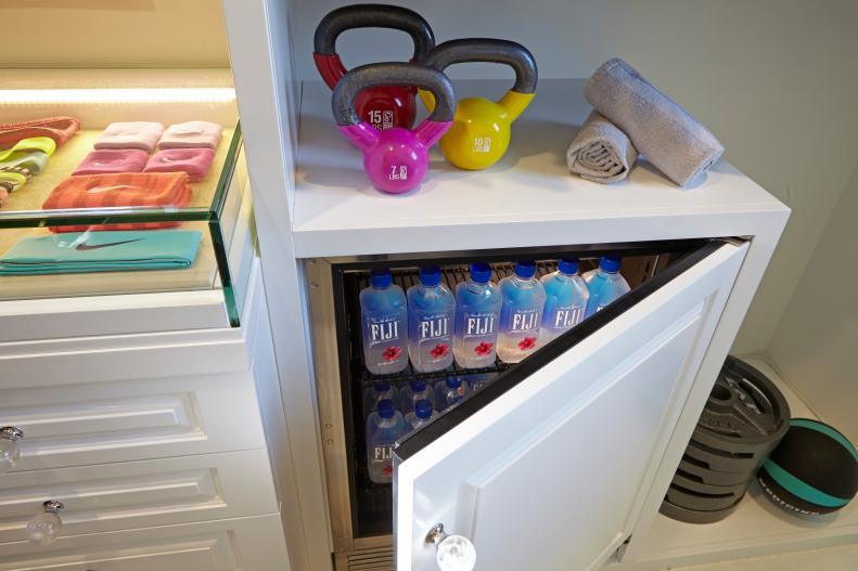 Luxurious Walk-In Closet With Custom Refrigerator