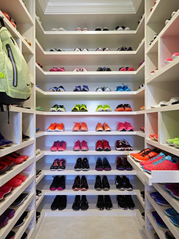 Custom Walk-In Closet Boasts Colorful Sneaker Display 