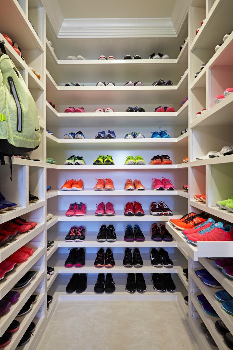 Custom Walk-In Closet Boasts Colorful Sneaker Display 