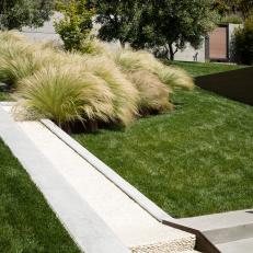 Modern Outdoor Space with Pebbled Stairs 