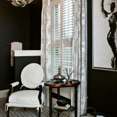 Classic Black Bathroom with Chair