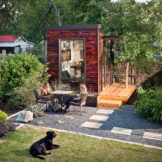 Backyard With Home Office Studio and Cafe Table